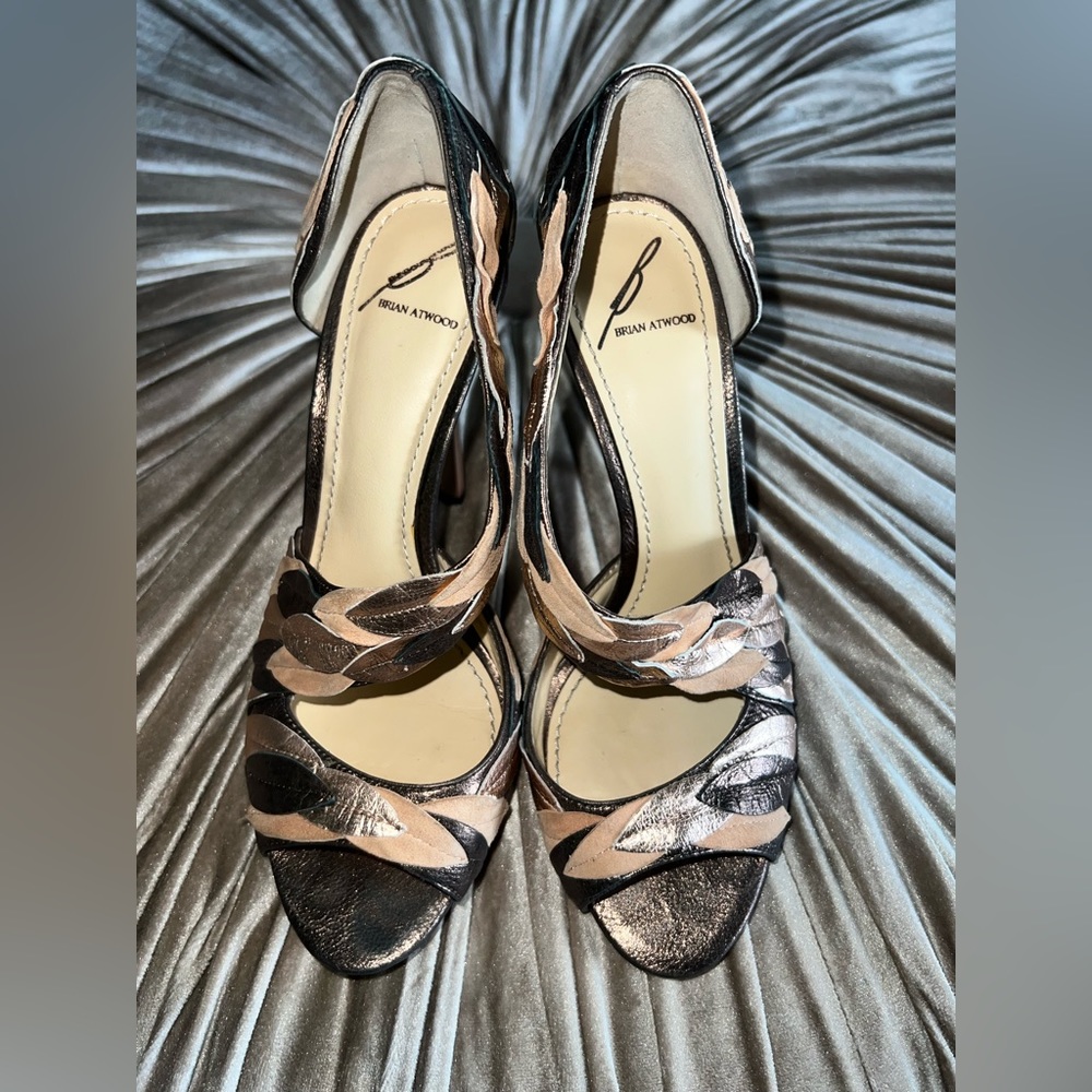 Brian Atwood Metallic Leaf Heels US Women 7